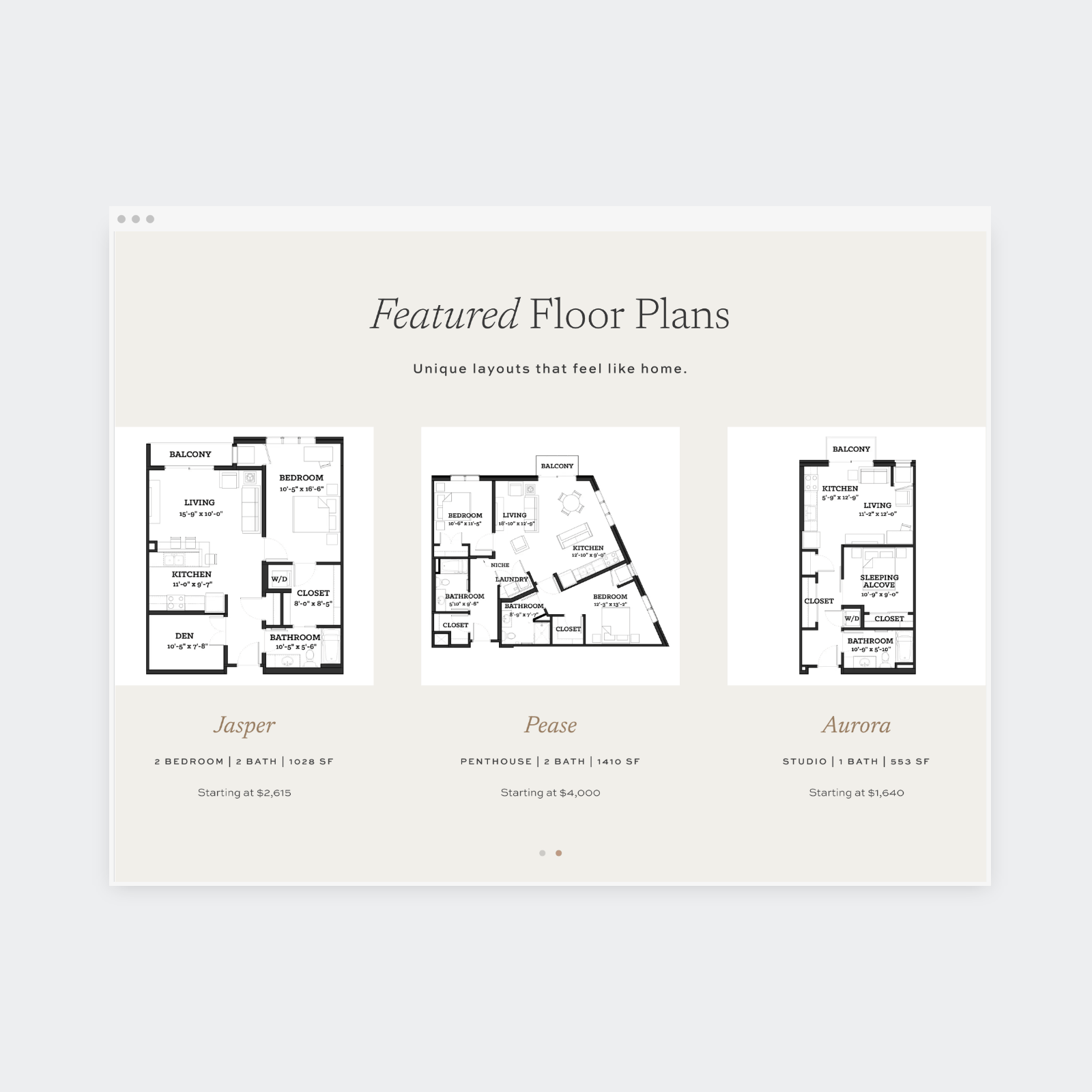 Home Page Floor Plan Slider